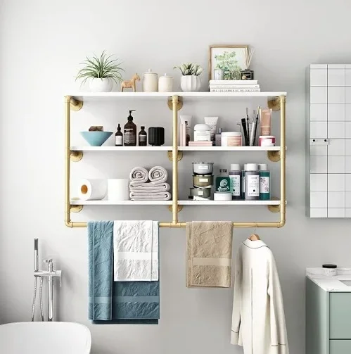 Simple wall-mounted retro living room bathroom storage display shelf storage items Multi-layer bookshelf storage rack