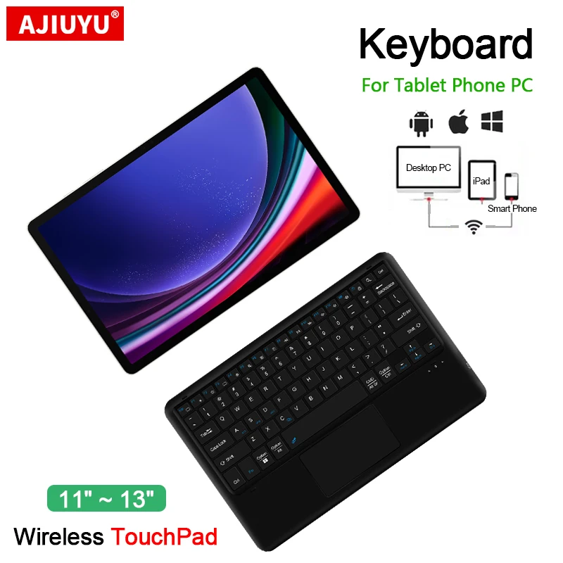 Teclado inalámbrico BT con TrackPad para Samsung Galaxy Tab A9 +, A8, S7, S8, S9 FE Plus, 12,4 ", S6 Lite, 10,4, SM-T720, 10,5 pulgadas, tableta PC