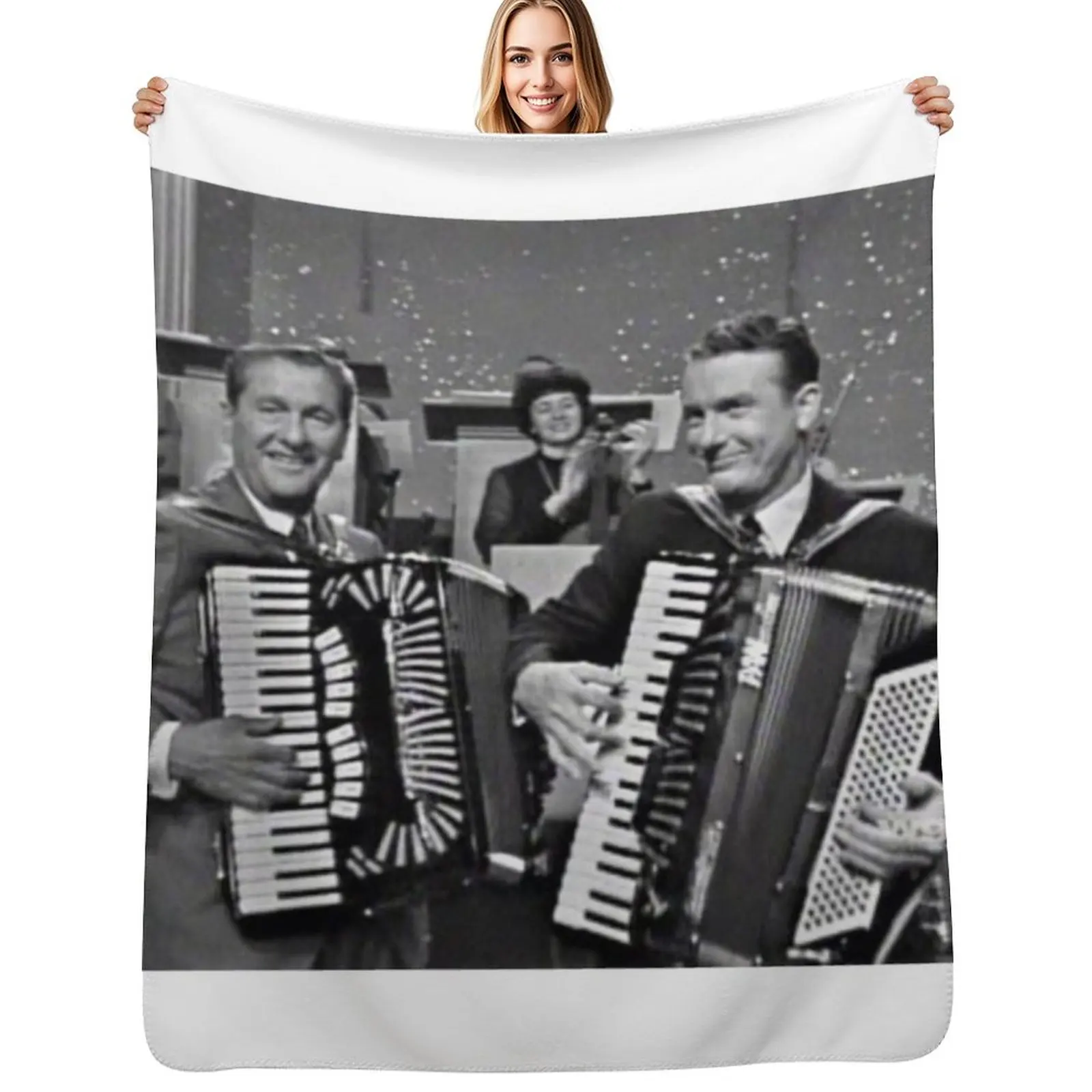 

Lawrence Welk & Myron Floren Throw Blanket Spring Fall Cozy Throw Blanket for Couch