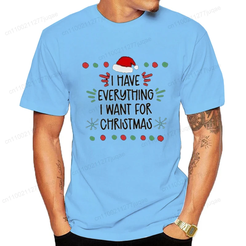 لدي كل ما أريده لعيد الميلاد إنه أنا كل شيء تي شيرت طباعة الرجال النساء تي شيرت الأزواج الجرافيك قميص بلوزات على الموضة #4