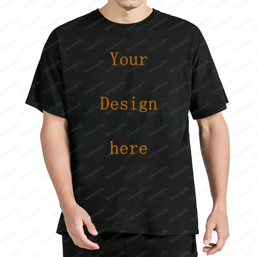 Personalized DIY Men's Cotton T-shirt Your Design Here Custom Text Tshirt for Men Add Your Own Design Fashion Shirt Men Clothing