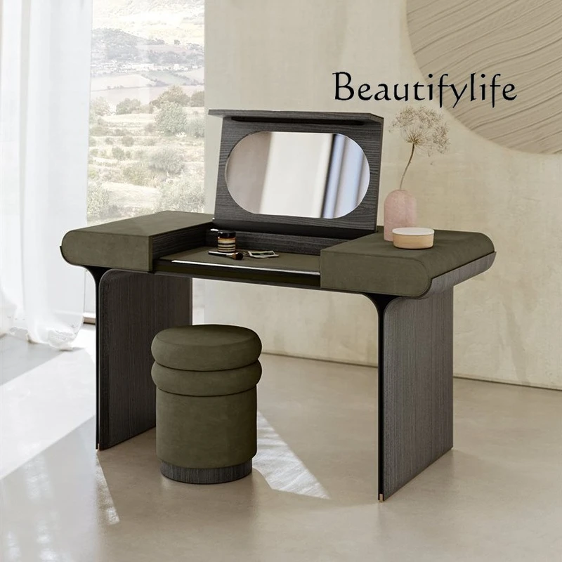 

Italian light luxury dresser solid wood dressing table and chairs American master bedroom makeup stool design customization