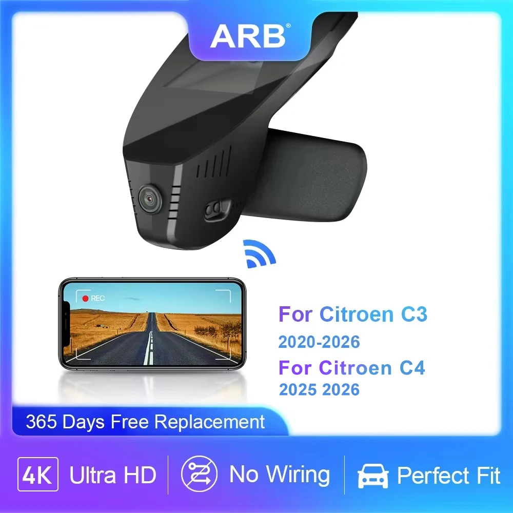 For Citroen C3 2020-2026 & C4 2025 2026 4K 2160P Car Video Recorder, ARB OEM Style Dash Camera with Night Vision, G-Sensor