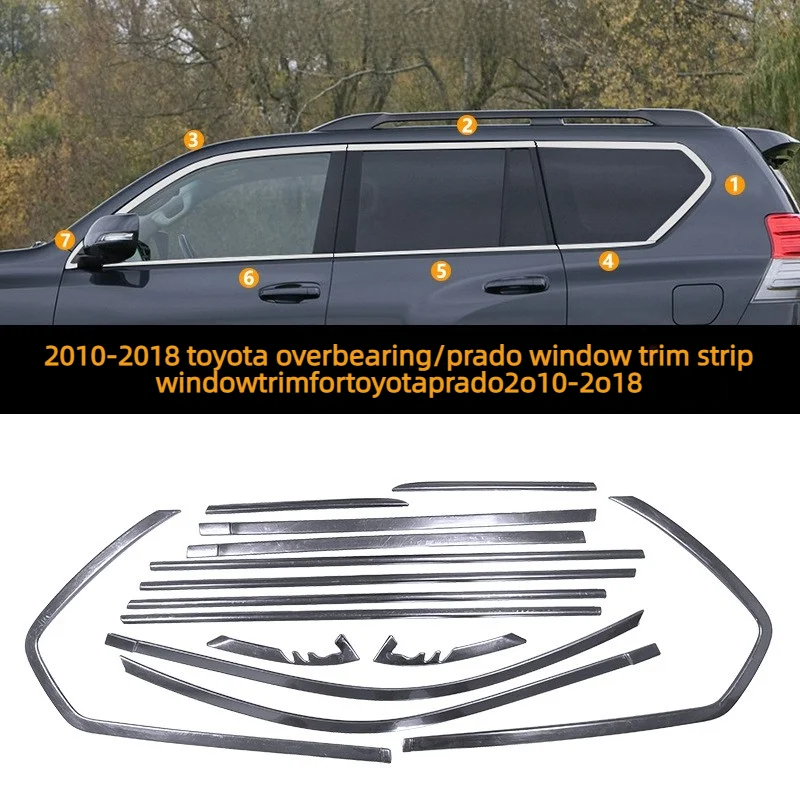 

Suitable For 2010-2025 Models Of Toyota Prado Black Warrior Chrome-plated Side Window Trim Accessories