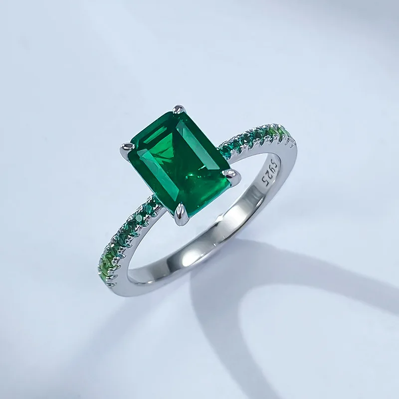 Apaison 6*8mm Emerald Rings For Women Top Quality 100% 925 Sterling Silver Wedding Party Ring Fine Jewelry Ladies Gifts