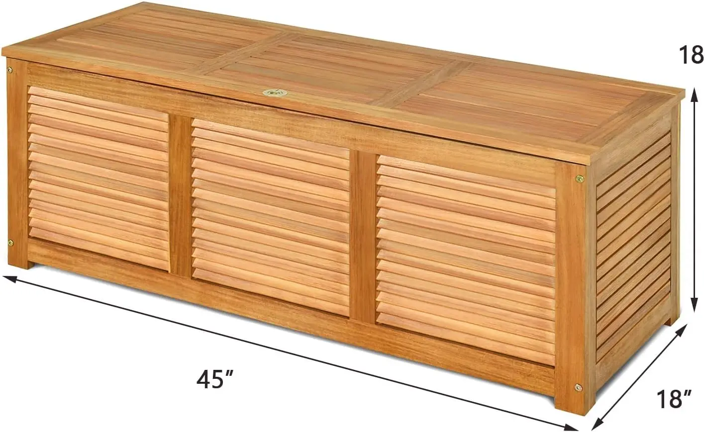 Acacia Wood Deck Box, Large Patio Storage Bench for Outside Furniture Cushions, Weather Resistant Garden Storage Container Box, Heavy Duty Backyard Seating Organizer, Natural Color view 3