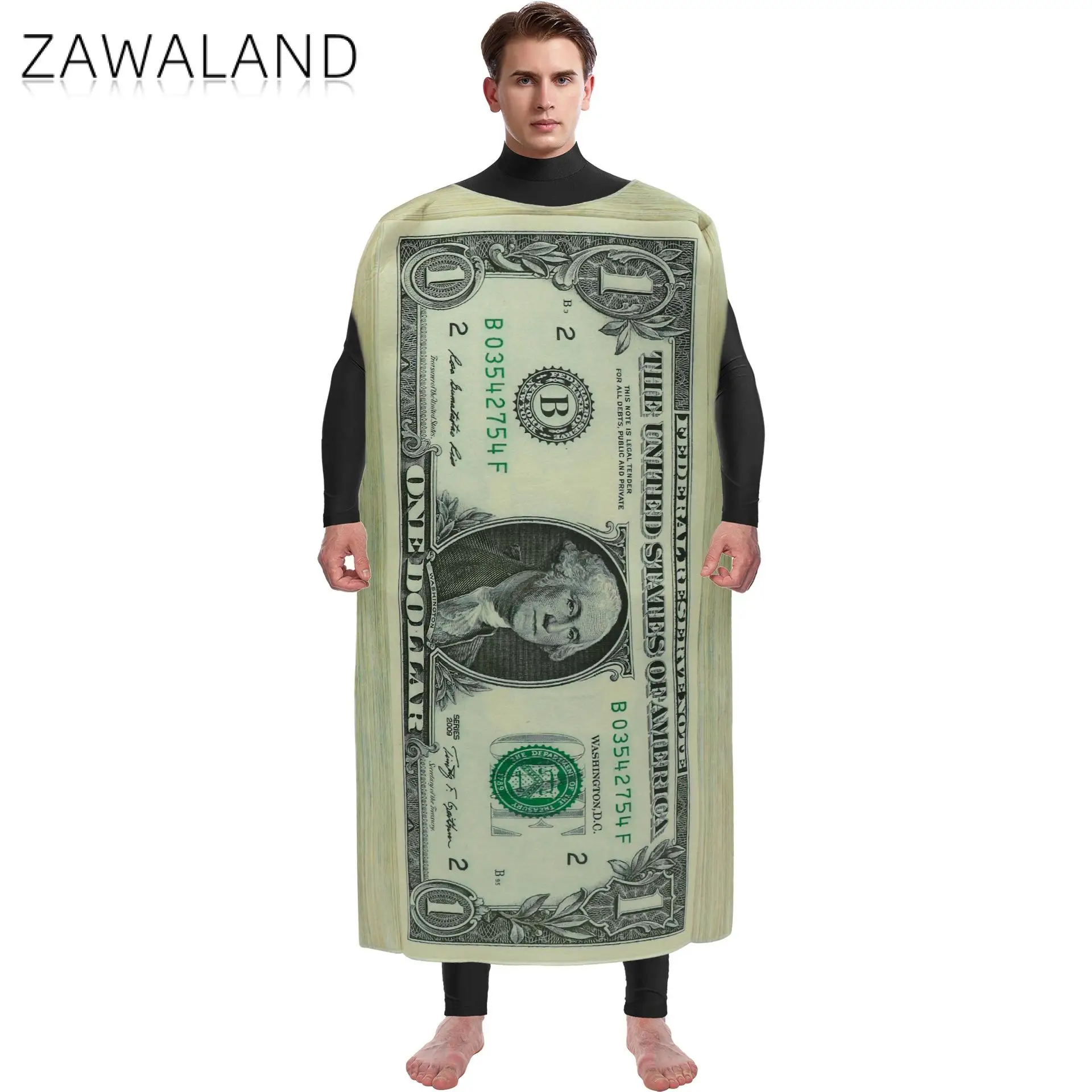 Zawaland Funny Dollar Halloween Costume, Disfarce Suit, Overclothes, Homens Adultos Macacões, Holiday Party Clothing, Carnaval Cosplay