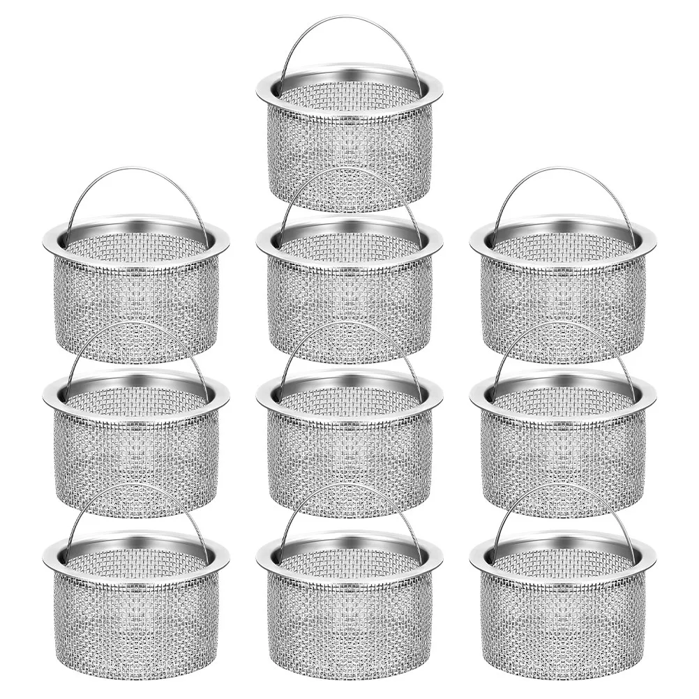 

10Pcs Kitchen Sink Strainer Stainless Steel Drain Filter Basket for Food Scraps and Hair Catcher Modern Simple Design Sink