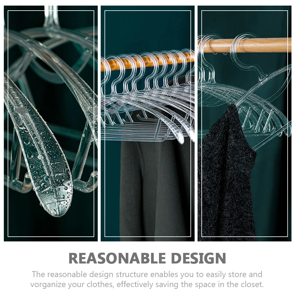 

5pcs Clothes Hanger PET Transparent Load-bearing Hotel Coat Plastic Hangers Rack Storage Organization