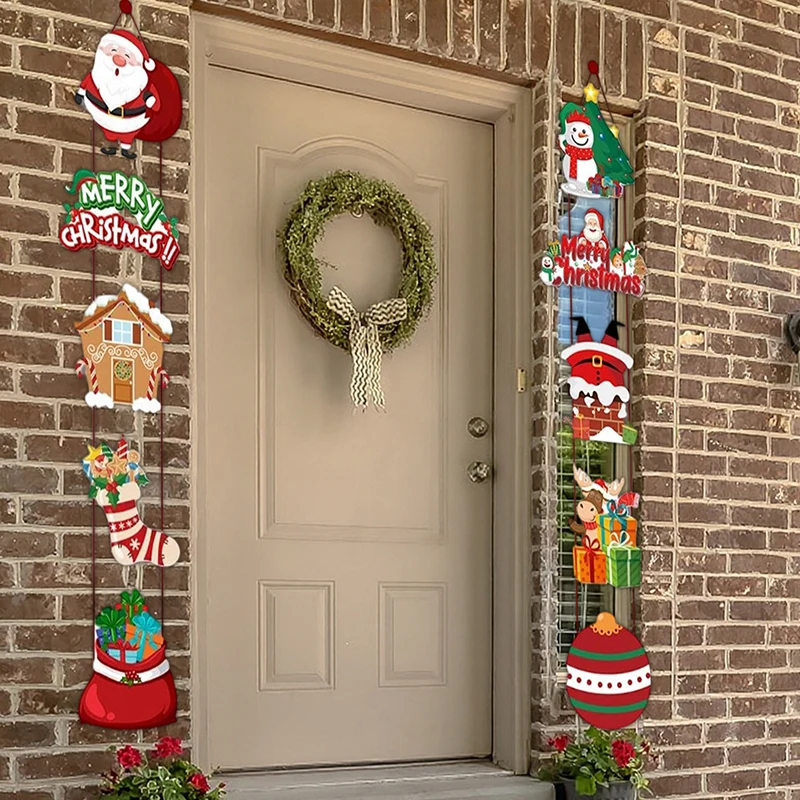 سانتا كلوز ثلج زينة عيد الميلاد عيد ميلاد سعيد معلقة الباب راية للمنزل هدايا عيد الميلاد نافيداد السنة الجديدة نويل 2025