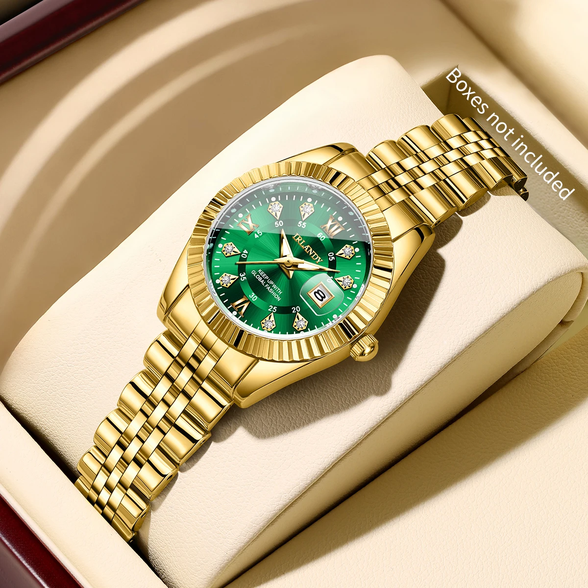 Luxury Rhinestone Women Quartz Watch Fashion Roma Dial Stainless Steel Calendar Wristwatches Reloj Mujer Clock (Without Box)