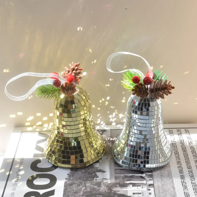 

1/2PCS Christmas Mirror Glass Bell Ornament Cute And Fashionable Retro Desktop Christmas Tree Festive Atmosphere Decoration