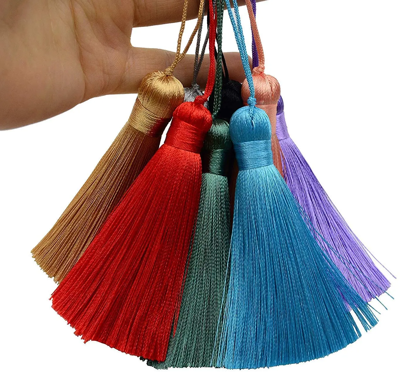 2/5/10 Stück 16cm Große Quasten, Weiche Elegante Handgefertigte Seidenquasten mit Kordelschlaufe, Chinesische Knoten-Quasten für Schmuckherstellung – Detail 4