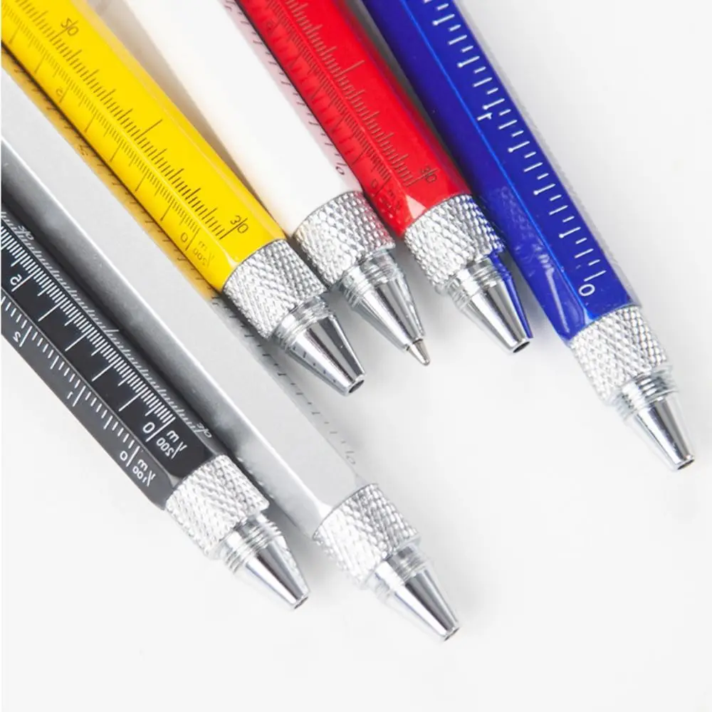 Refillable Ballpoint Multi-tool Pen Spirit Level Technical Ruler Touch Screen Stylus Touch Screen Six-in-One Multifunctional Pen