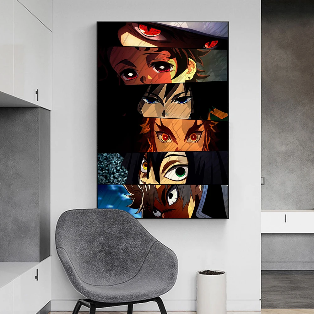 Anime Character Eye Collage Poster Modern Cartoon Wall Art Canvas Painting Print Demon Picture for Child Room Home Decor Cuadros