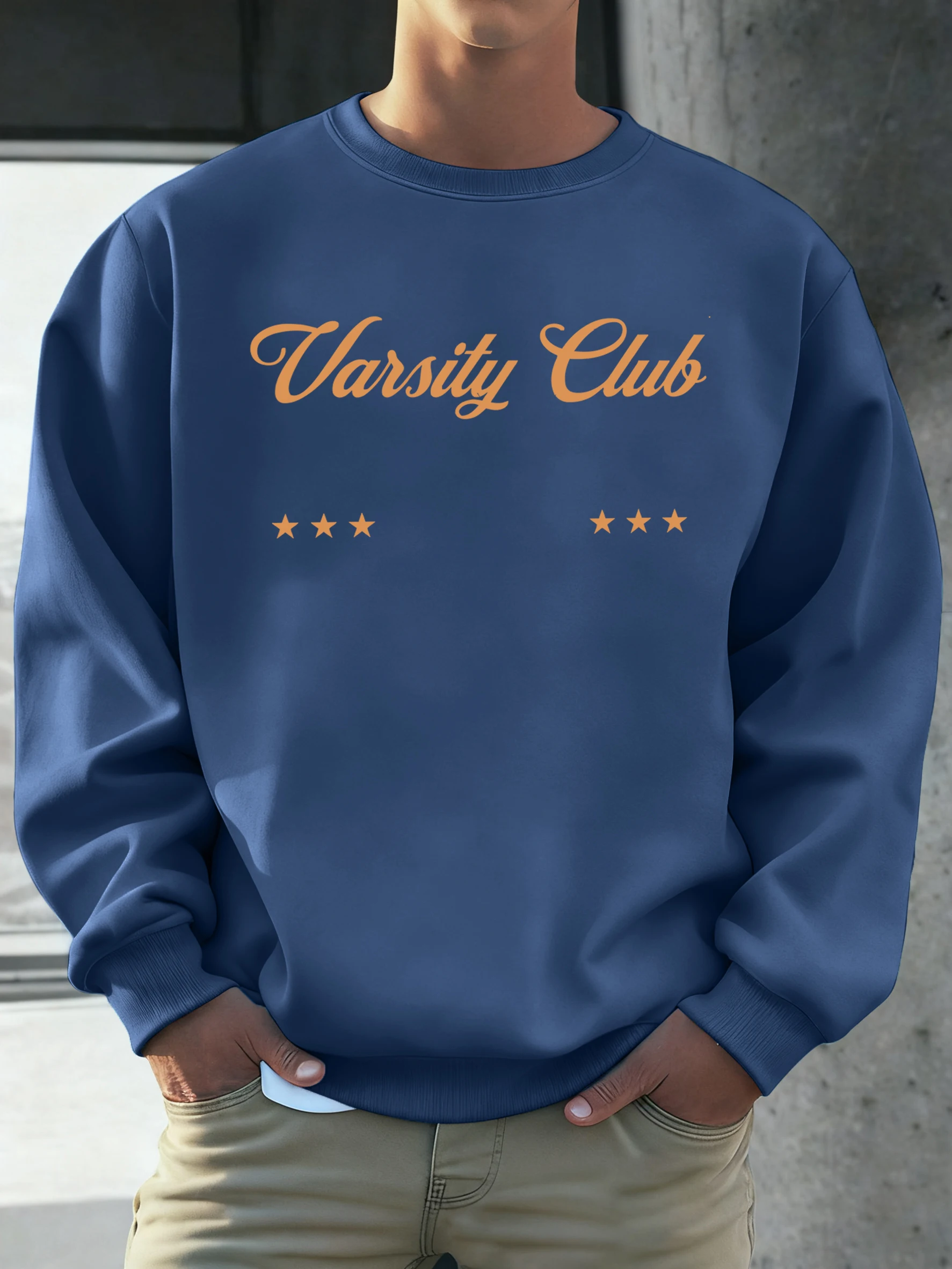 

Мужской осенний свободный свитшот Varsity Club с художественным буквенным принтом, повседневная флисовая одежда, универсальный, с круглым вырезом, унисекс, ретро, с длинным рукавом