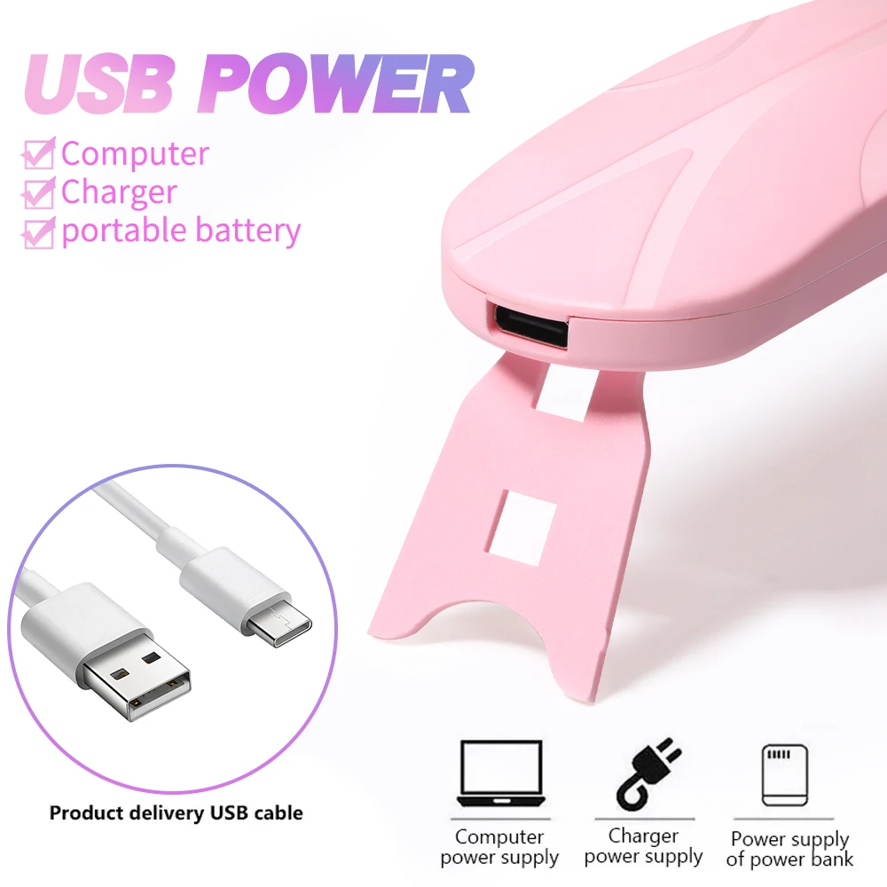 LULAA Foldable Mini UV LED Nail Lamp Portable Gel Light Mouse Shape Pocket Size Nail Dryer for All Gel Polish and Home Salon