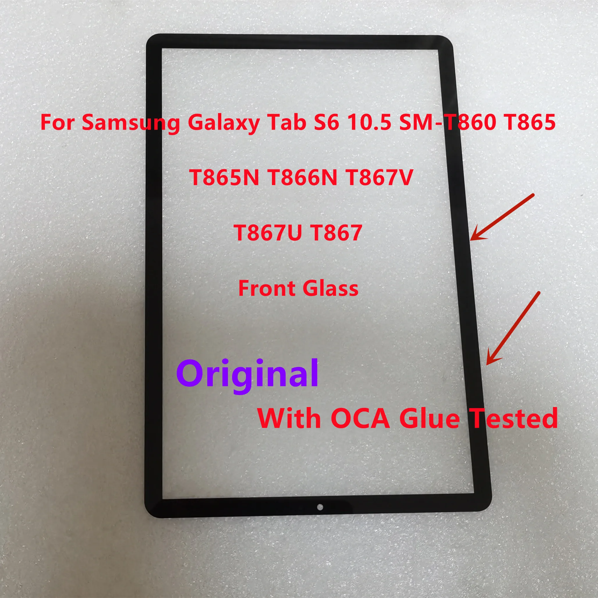 New For Samsung Galaxy Tab S6 10.5 SM-T860 T865 T865N T866N T867V T867U T867 Front Glass Touch Screen LCD Outer Panel +OCA Glue