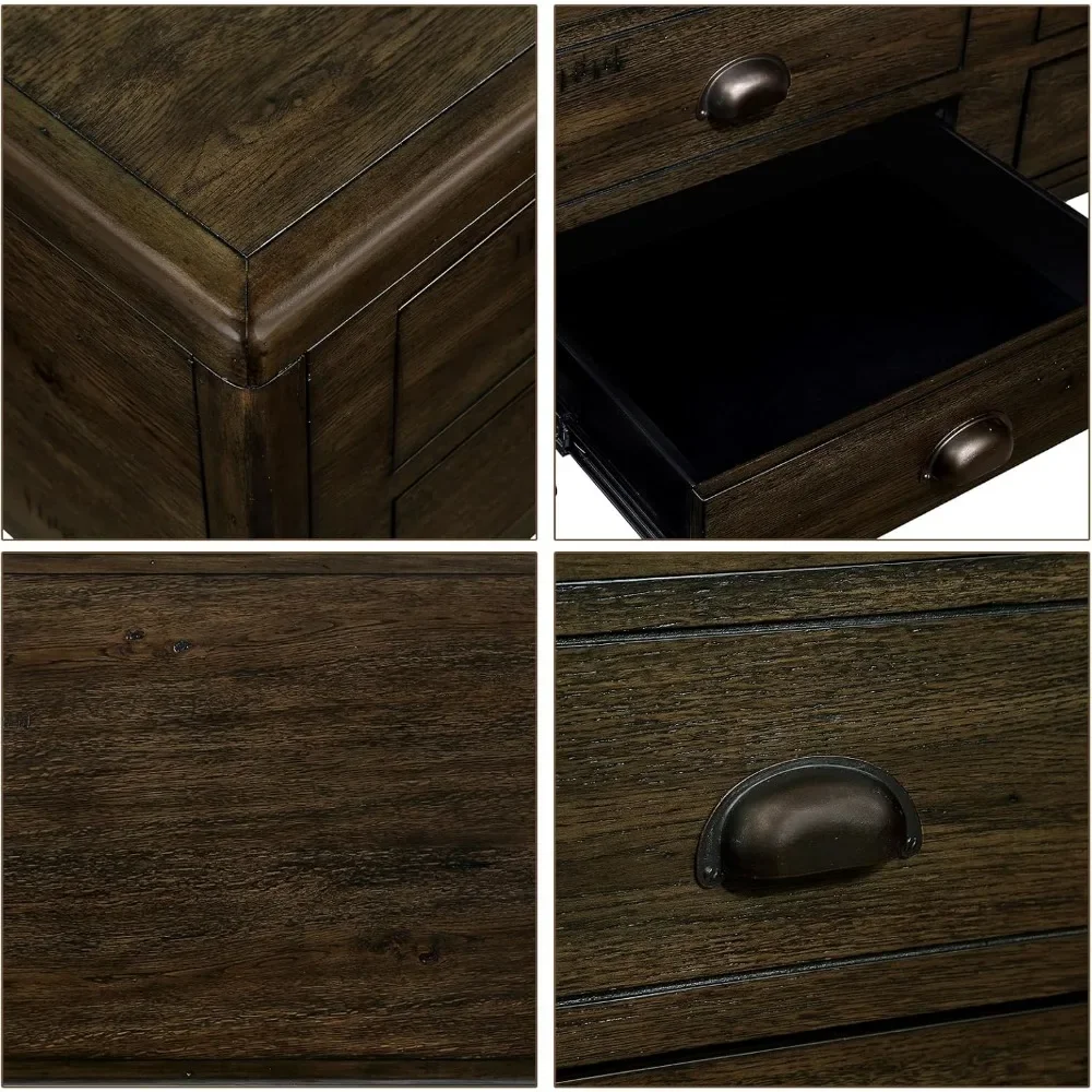 Coffee Table with Storage Drawers, Center Tables with Rivet Decoration Legs, Coffee Table