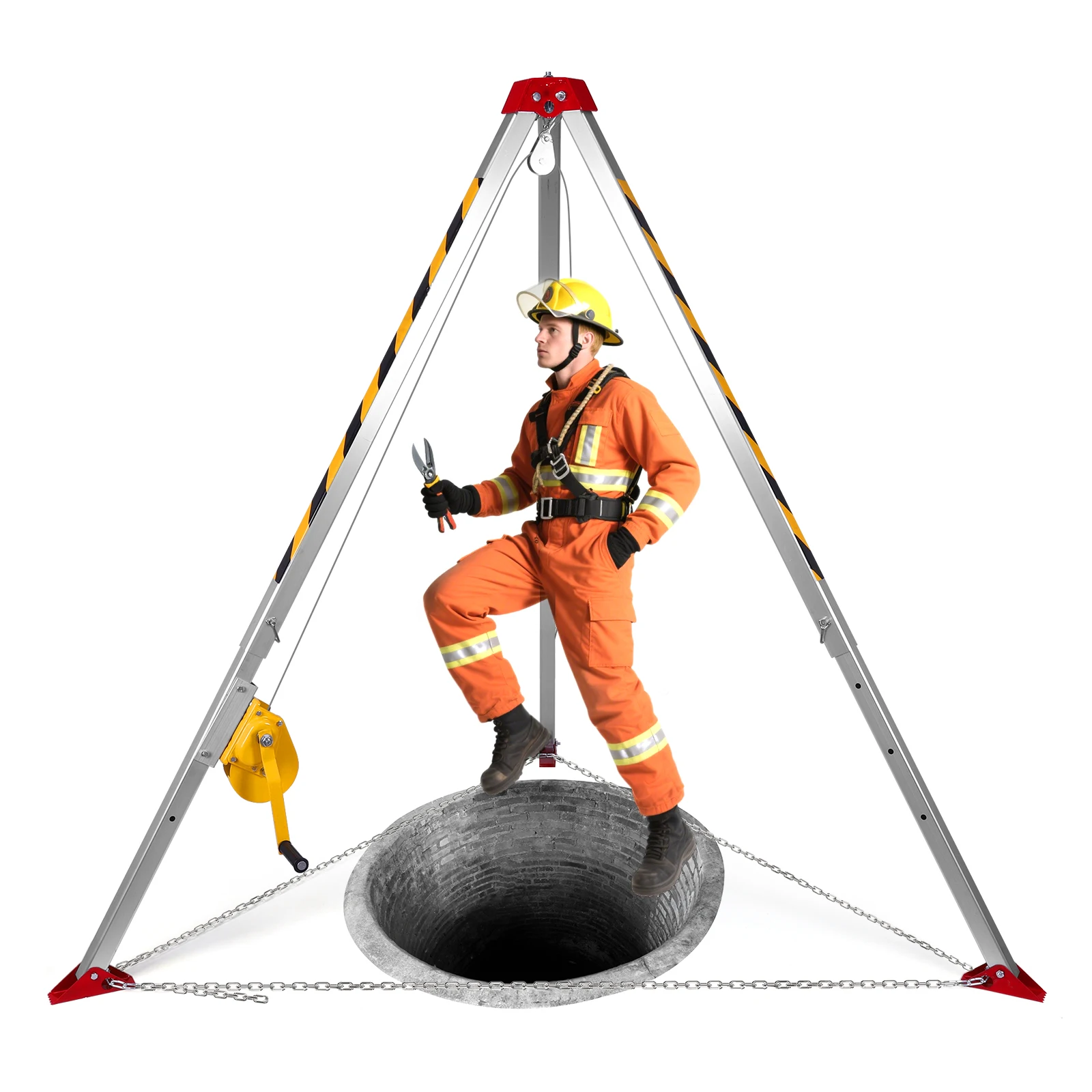 ชุดขาตั้งกล้องสำหรับพื้นที่จำกัดพร้อมขาปรับระดับได้ ขาตั้งกล้องนิรภัยแบบล็อคอัตโนมัติสำหรับพื้นที่จำกัด อุปกรณ์กู้ภัยฉุกเฉิน