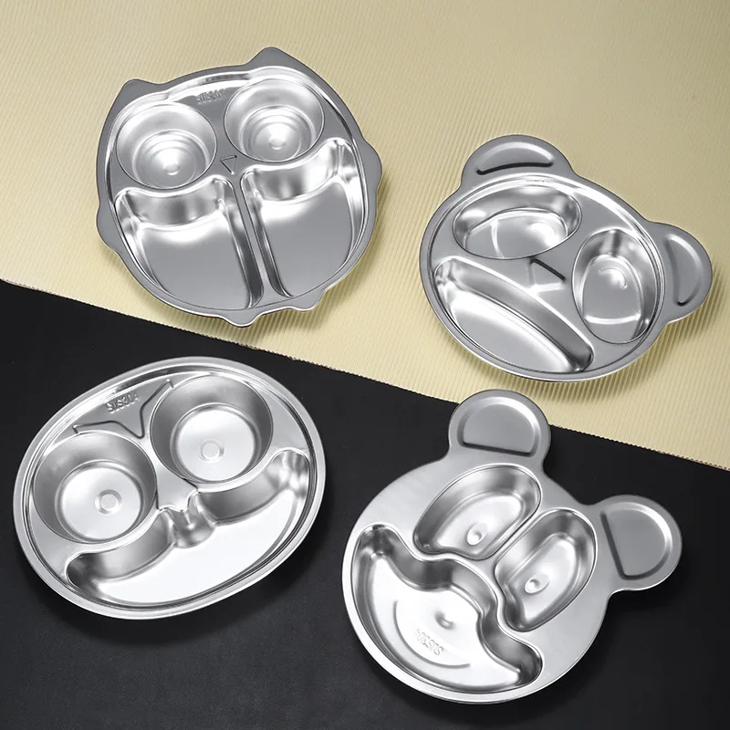 

Dinner Plates Stainless Steel Grated Plate Barbecue Buffet Plate Grilled Tray Platter Snacks Children's Meals Divided Plates