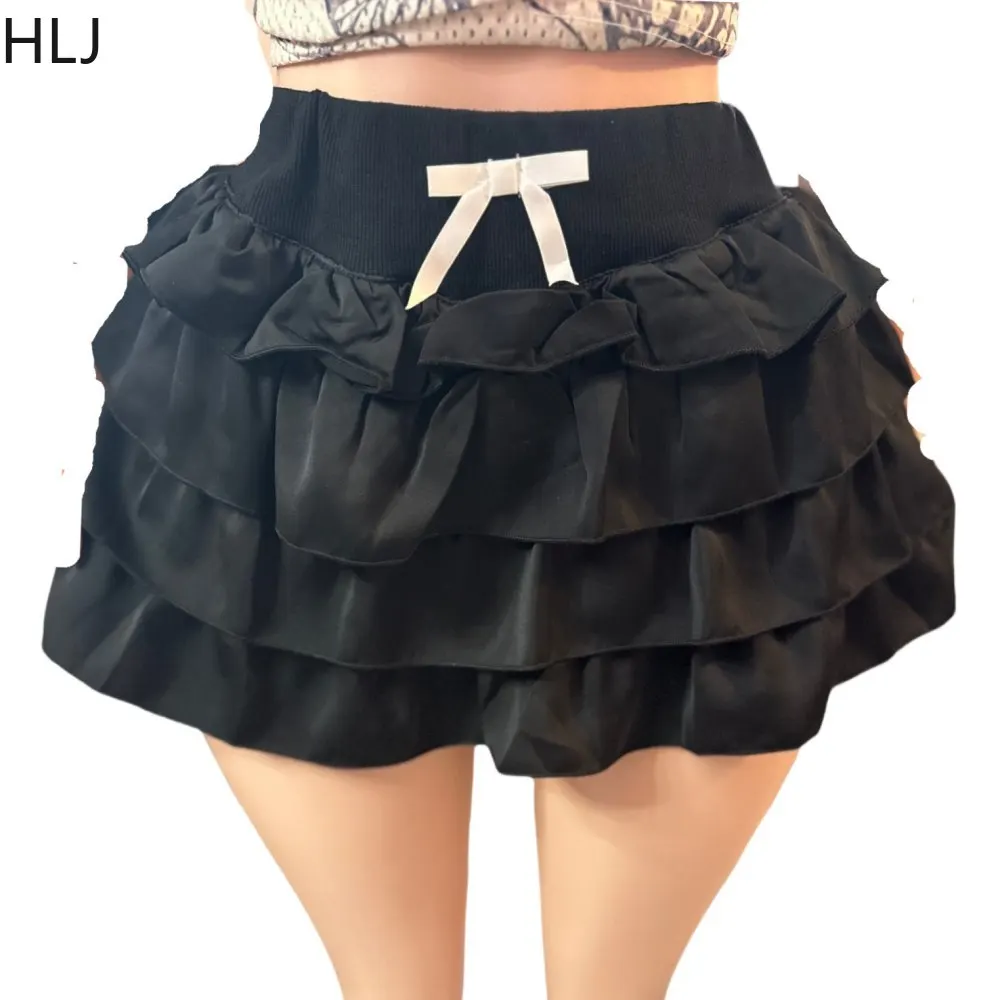 HLJ Sweet Bow Ruched Mini Skirts Two Piece Sets Women Letter Print Basketaball Tshirt And Skirts Outfits Fashion Y2K Streetwear