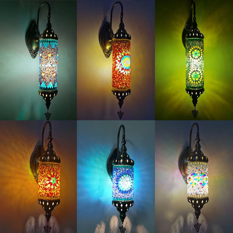 ADEA living room mosaic wall lamp Turkish Bohemia vintage home decoration Led lighting