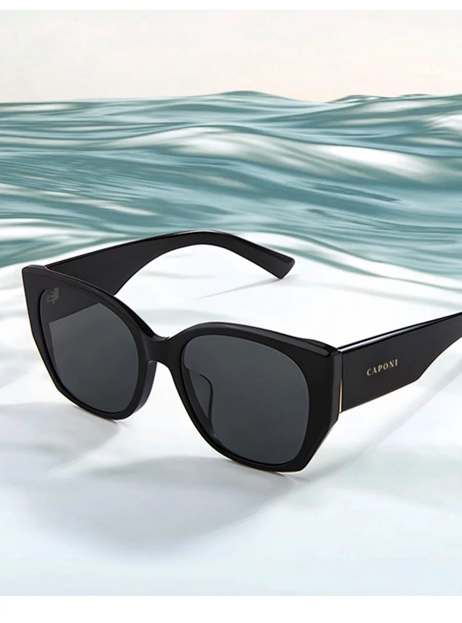 CAPONI Marke Frauen Schwarz Shades Polarisierte Neue Design Acetat Sonnenbrille Mode Trendy Stil Sonnenbrille UV400 Schutz CP24066 – Detail 1