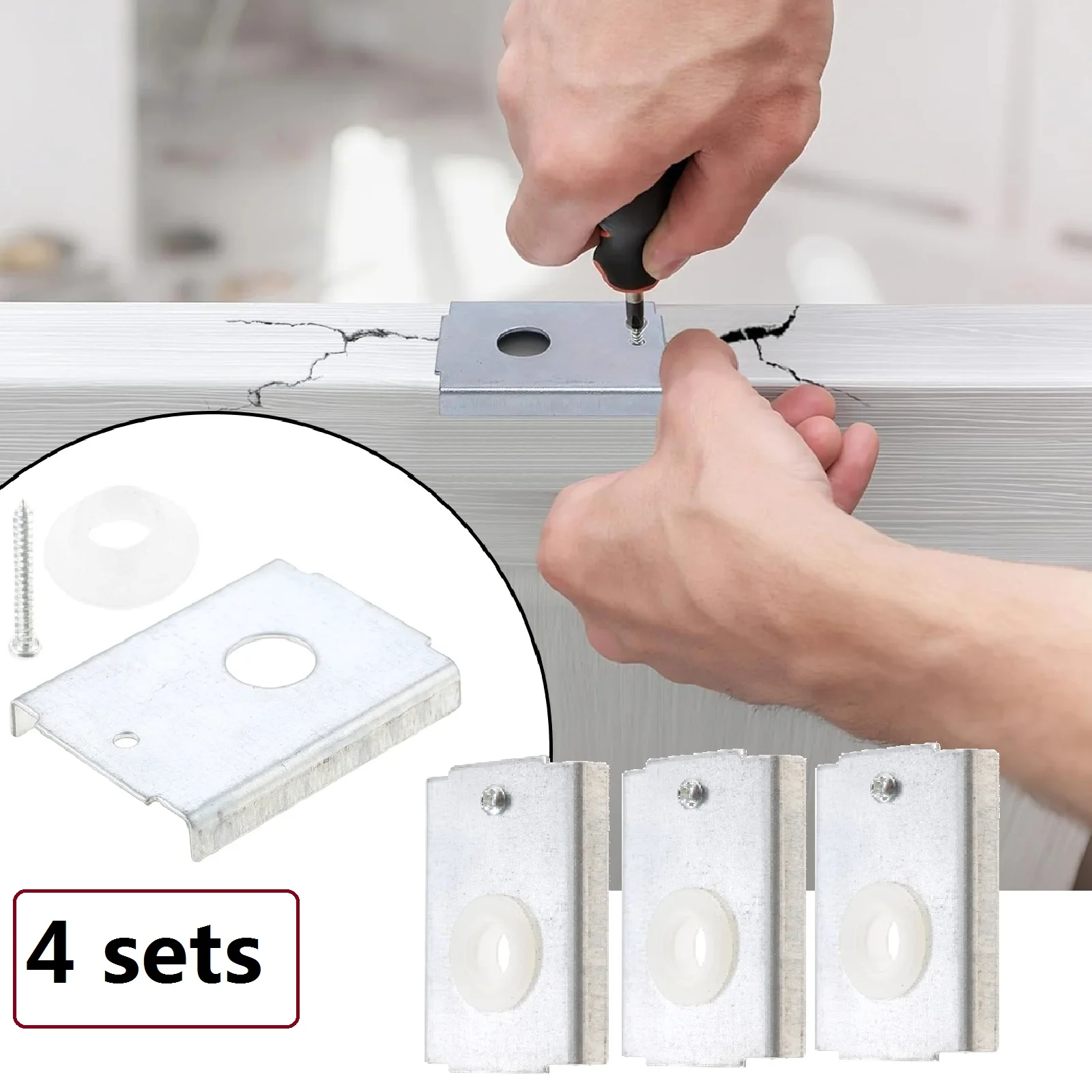 4 Sets Bi-fold Closet Door Mount Repair Bracket Gaskets Screws Folding Barn Doors Hardware Kit for 1-3/8