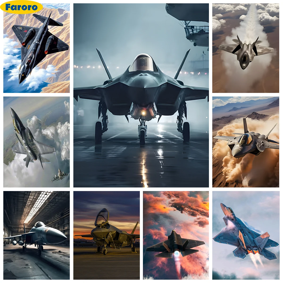 

Jet Fighter 5D Diamond Painting Kit Modern Bomber Poster Diy Diamond Embroidery Cross Stitch Home Wall Decor Military Fans Gift