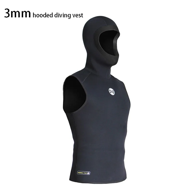 New Men's Diving Vest with Hood Sleeveless Neoprene Waterproof Surfing Diving Snorkeling Suit Spearfishing Vest 3mm