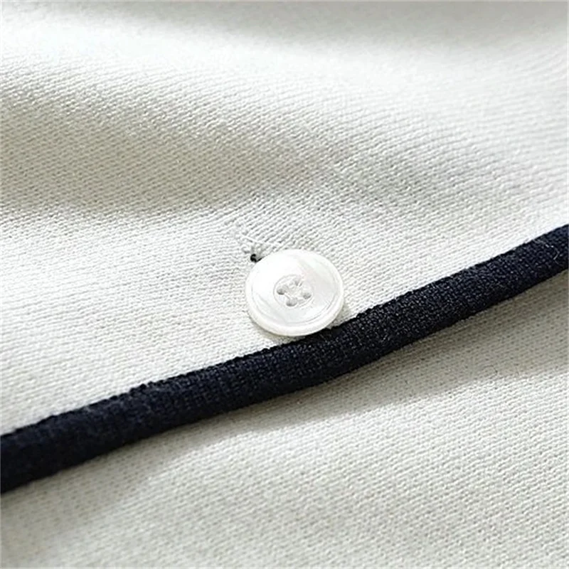 Gebreid vest Trui Dames College-stijl Korte stijl Gesplitste kleur Botsing High-end Sense-jas Zak Woon-werkverkeer Top WF