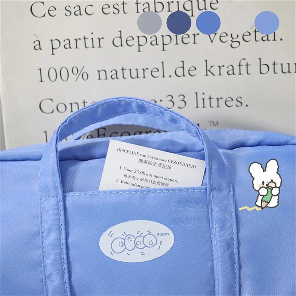 Simple Handbag Pen Bag Large Capacity with Handle Pencil Case Blue Color Waterproof Storage Pouch Students