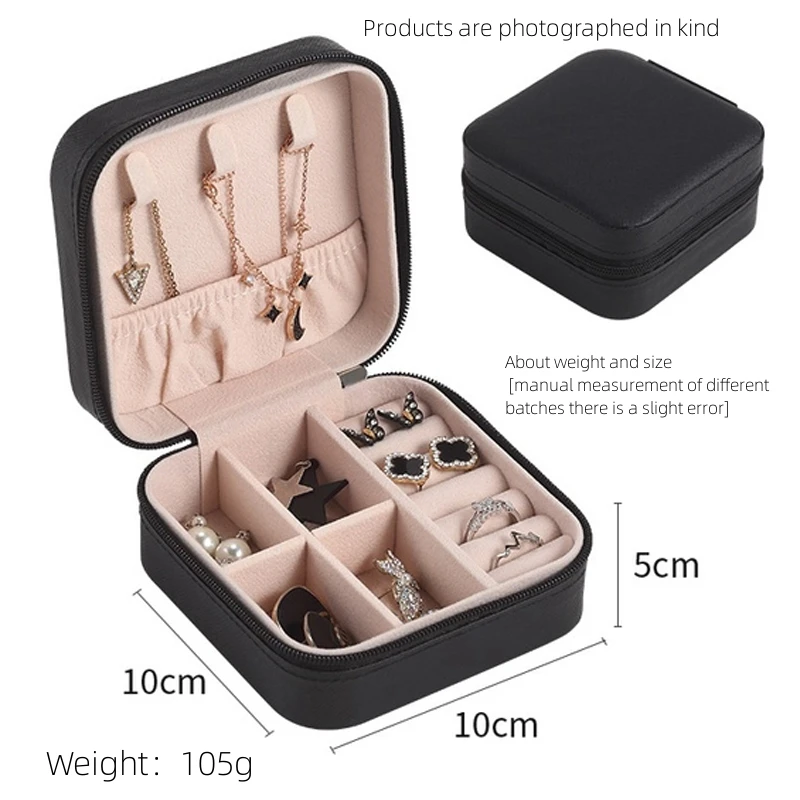 1 stks Enkellaags Opbergdoos Dames Reizen Lederen Sieraden Doos Klassiek Zwart Zuiver Wit Mode Roze Opbergdoos