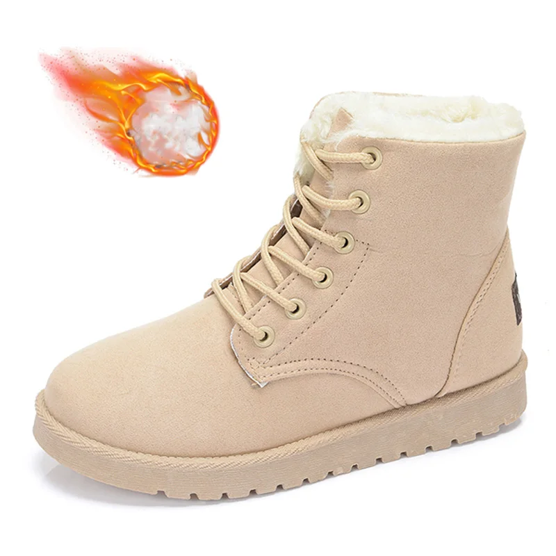 

Women's Winter Snow Boots Warm Lace Up Women's Cotton Boots Fur Suede Ankle Boots Non-slip Comfortable High Top Boot Botas Mujer