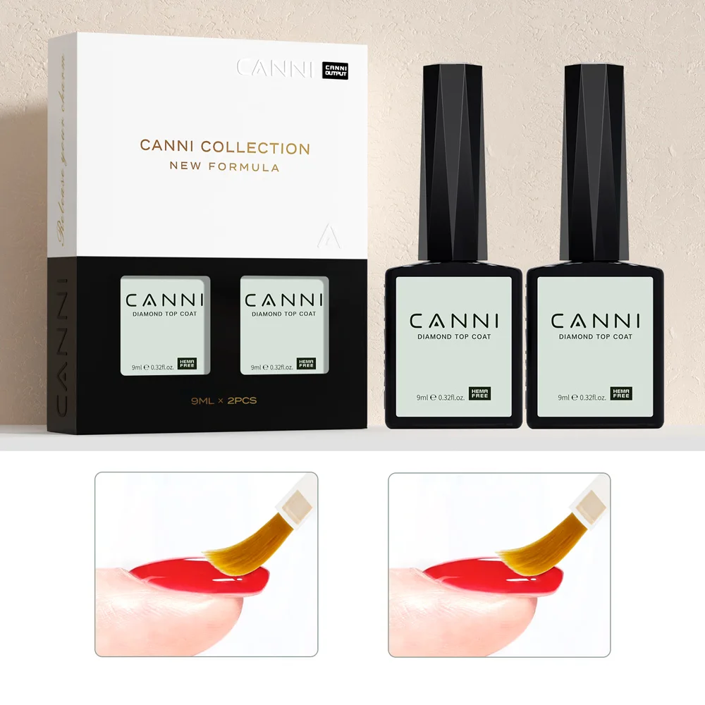 2 Stück*9ml Bestseller Diamant-Härtender Top Base CANNI pH Bond Primer Dehydrator Reines Schwarz Semi-Permanenter Nagel-Gel-Lack Verstärker – Detail 4