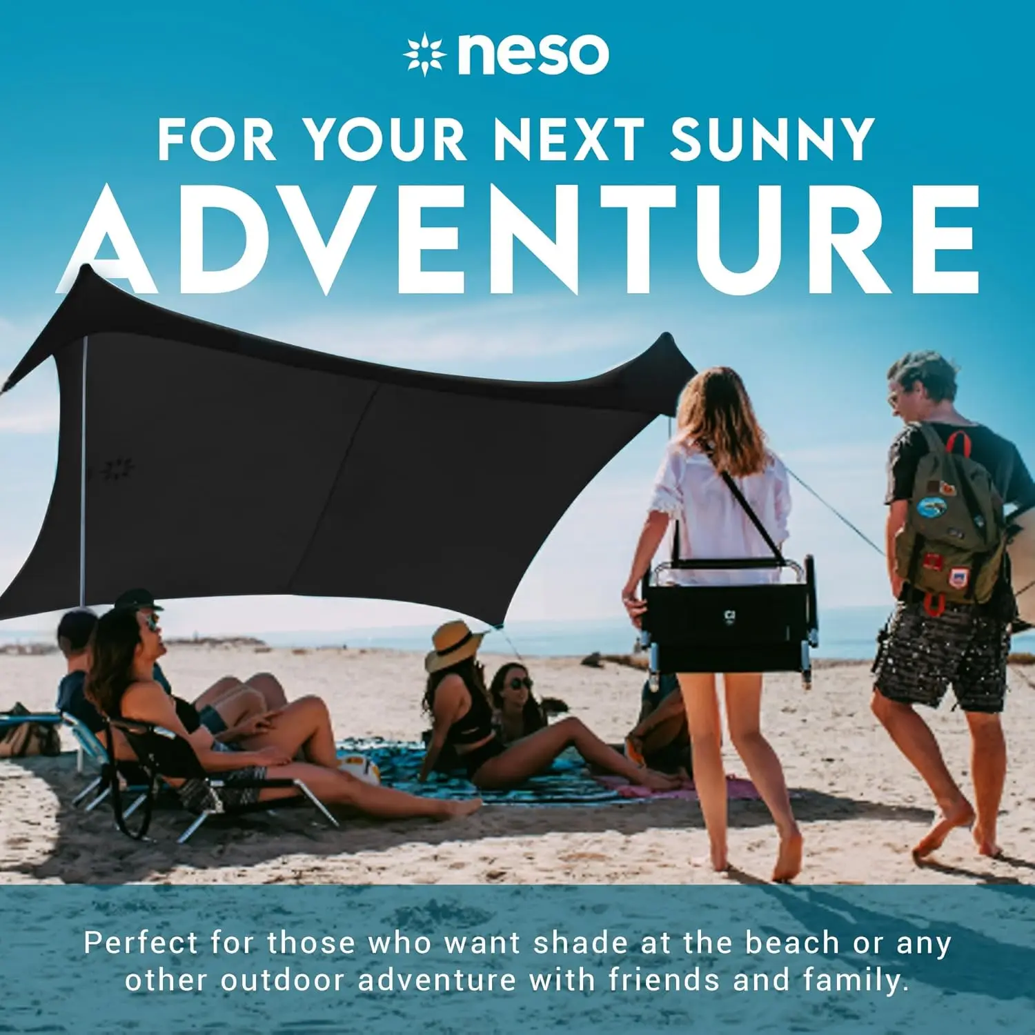 

Gigante Portable Beach Tent Sun Shelter - Lightweight Beach Shade Canopy - Easy Setup for Family Outings - Patented Reinforced C