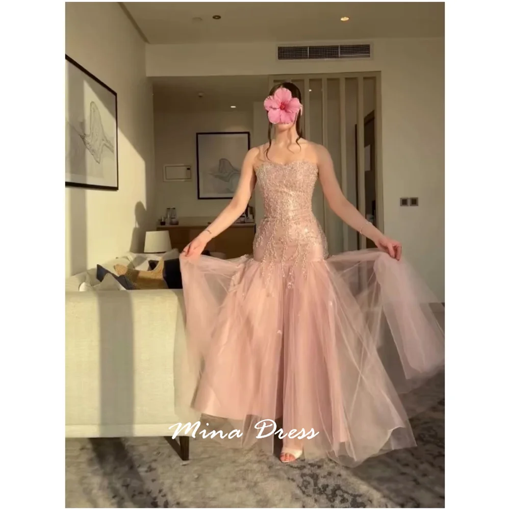 

Mina Customized Flowers Evening Dress Sleeveless Luxurious Women's Evening Dresses for Special Occasions Piglet Breast Party