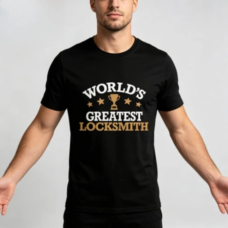 Mens Soft Modal Crew Neck T‑Shirt, Cool Profession Themed Graphic Tee Retro Trophy Letter Print Casual Daily Short Sleeve Tee