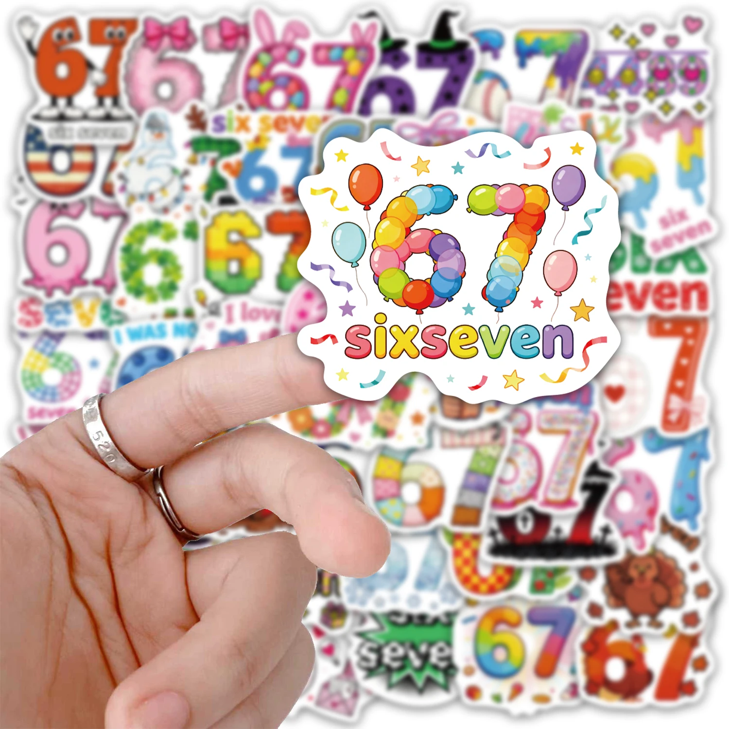 50 SZTUK Naklejek z Numerami Sześć Siedem 6-7 w Stylu Amerykańskich Influencerów Internetowych DIY na Obudowę Telefonu Laptop Kubek na Wodę Komputer Zabawki