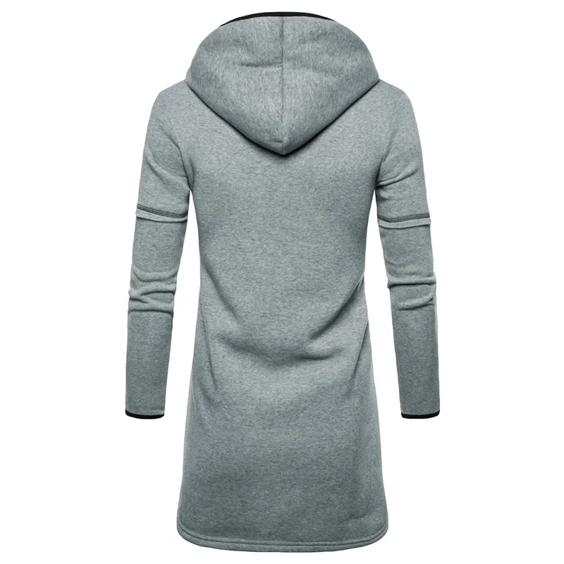 Men’s Casual Hoodie Long Cardigan Jacket Slim Fit Open Front Hooded Cloak Coat Solid Color Windbreaker Autumn Winter Clothes