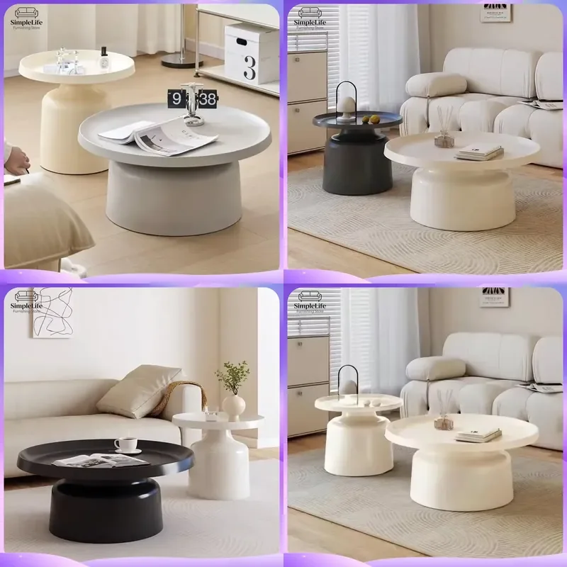 Modern Minimalist Living Room Coffee Table for Small Spaces Wooden Glass Round Rectangular Side Table Home Office Furniture