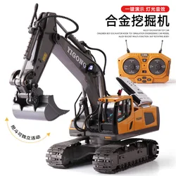 RC Alloy Brand Remote Control Excavator 1/20 Diecast Digger 11 Channel Tractor With Led Sound USB Rechargeable For Children Gift