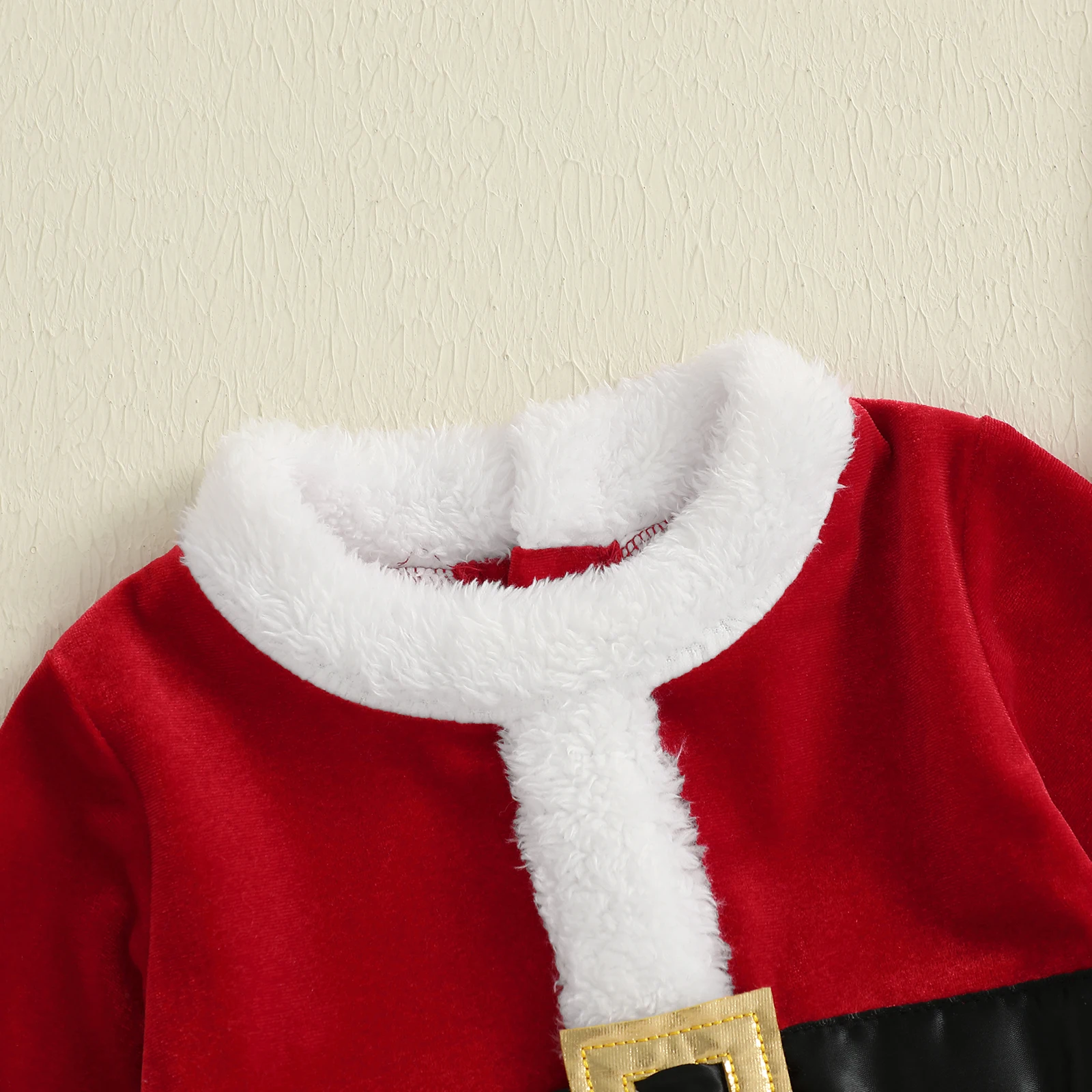 Рождественский комбинезон для маленьких девочек, плюшевые лоскутные комбинезоны с длинными рукавами и милый комплект шляпы Санта-Клауса для одежды для малышей