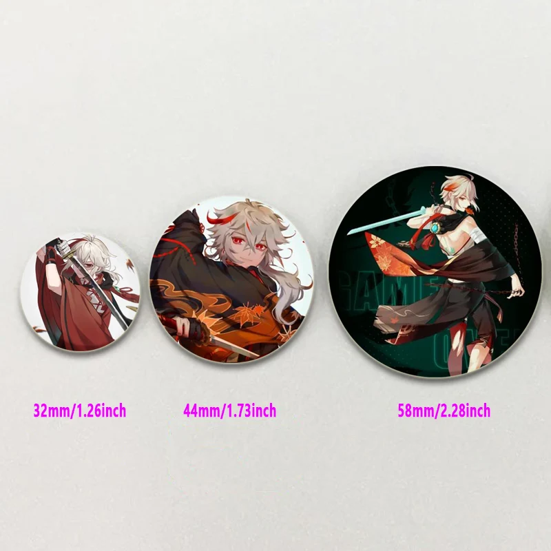 58mm Fashion Jewelry Pop Game Genshin Impact Brooch Kaedehara Kazuha Pins Cartoon Cosplay Badage Accessories for Backpack Gifts
