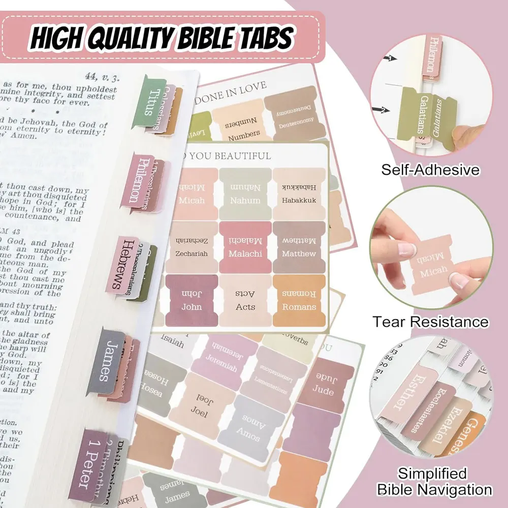 75pcs Bible index labels, suitable for men and women, Bible book labels, large font for easy reading and sticking.
