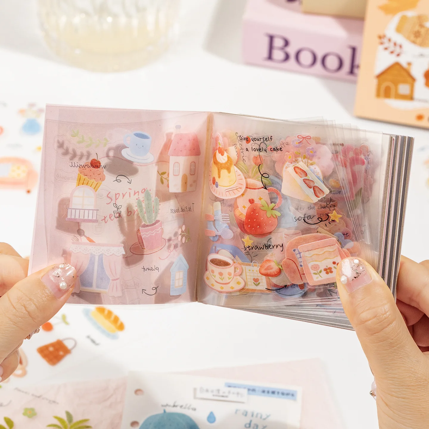 

20 Sheets/Book Four Seasons PET Sticker Book, Cute Cozy Daily Decorative Stickers for Scrapbooking & Journaling