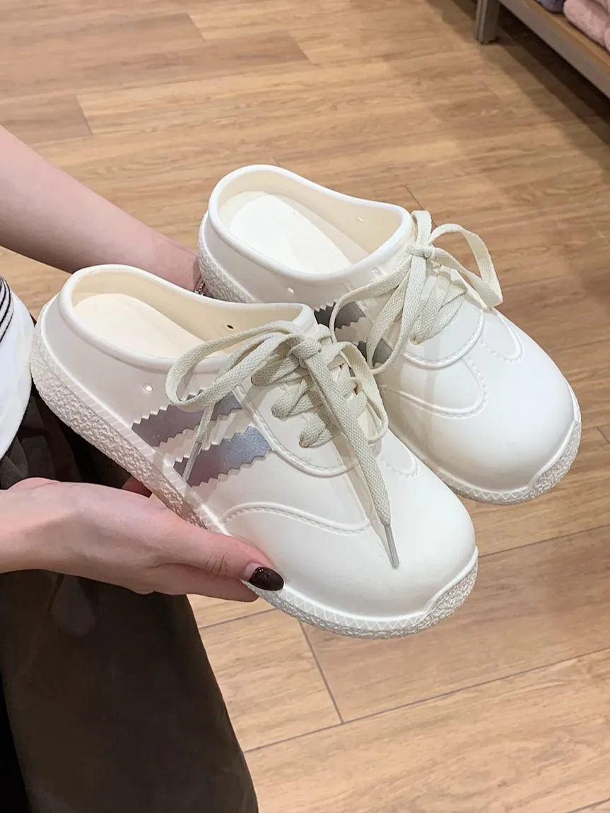 

Водонепроницаемые женские шлепанцы-слайды на плоской подошве, модные сандалии Dequan с цветными блоками, повседневные, на низком каблуке, из материала ЭВА