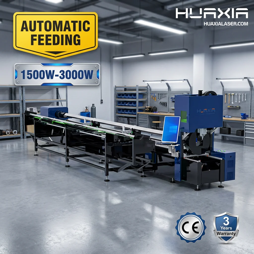 HUAXIA Automatic Feeding Fiber Laser Tube Cutting Machine 1500W/2000W/3000W Cypcut for Metal Pipe