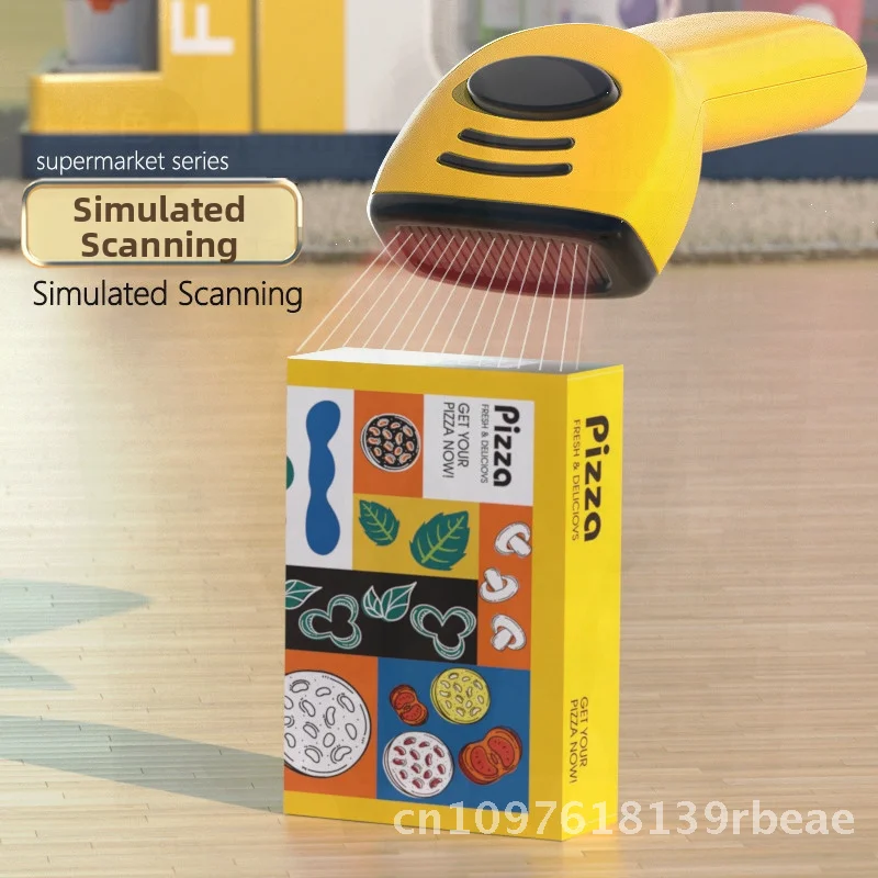 Children's Supermarket Toy Cashier Simulation Playset with Mini Food Scan Code Coffee Machine & Refrigerator for Boys & Girls